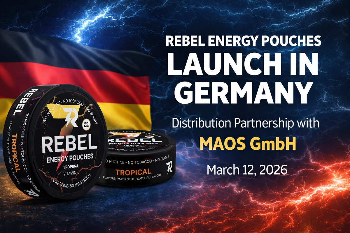 Tobacco International Inc. kündigt Markteinführung von REBEL Energy Pouches in Deutschland durch Vertriebspartnerschaft mit MAOS GmbH an